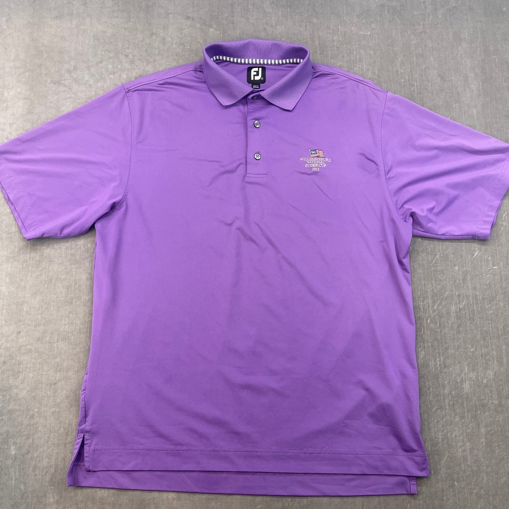 FootJoy Mens Large Purple Golf Polo Ryder Cup‎ 2012 Williamsburg Stretch